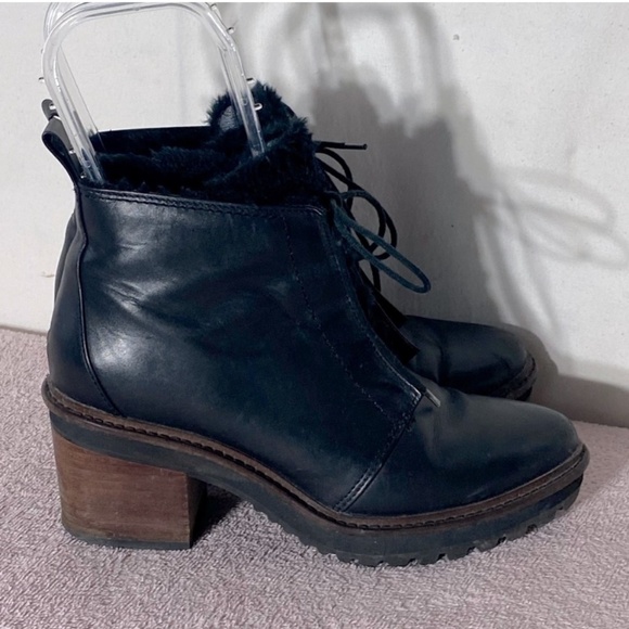 Kelsi Dagger Shoes - Anthropologie Kelsi Dagger Black Leather Kingdale  Chunky Heel Ankle Boots 8